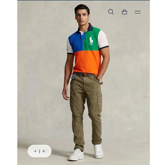Polo Ralph Lauren Men’s Multi Color Slim Fit Big Pony Mesh Polo Shirt Size Large - Picture 2 of 12
